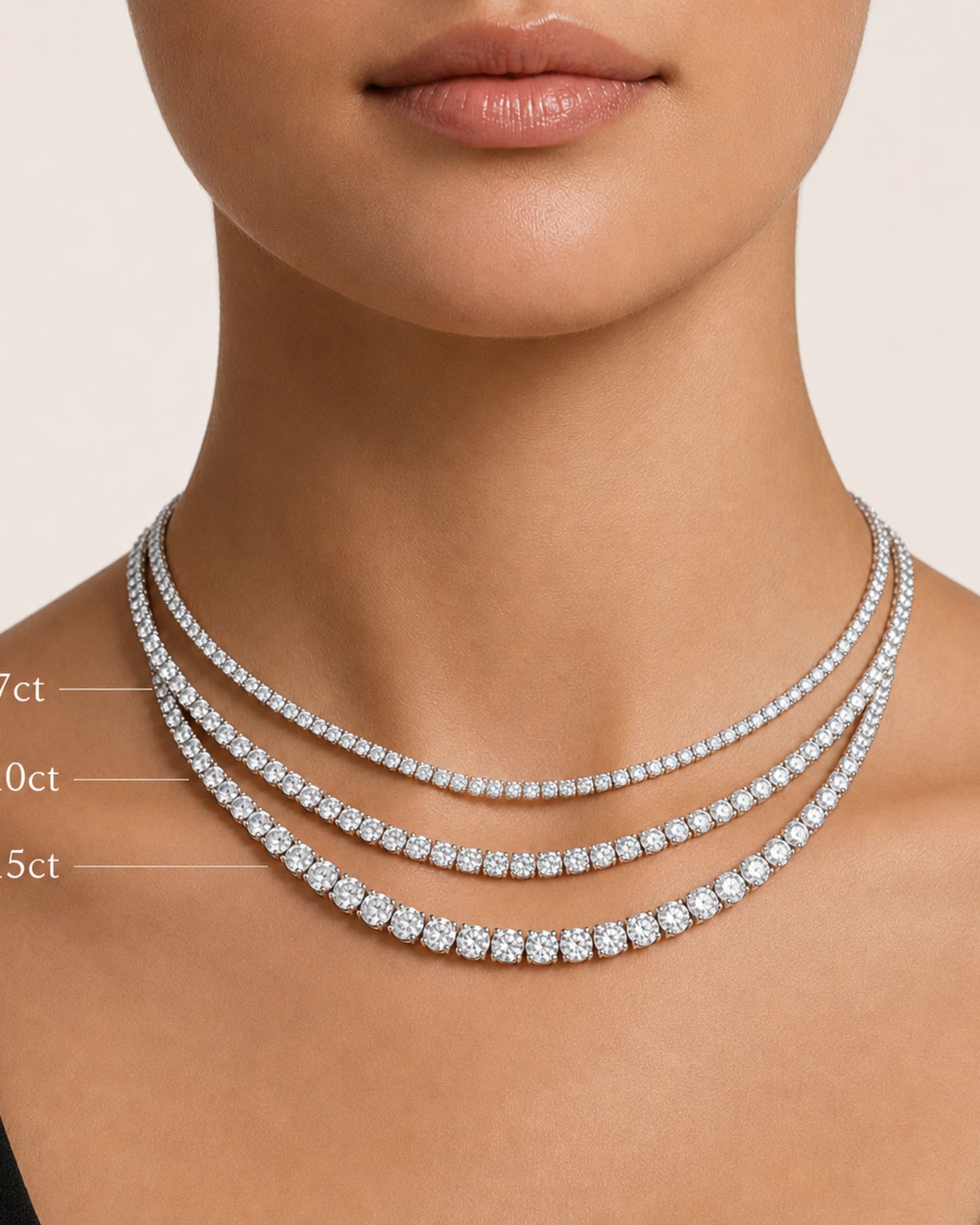Round Cut Lab-Grown Diamond Tennis Necklace, view 3
