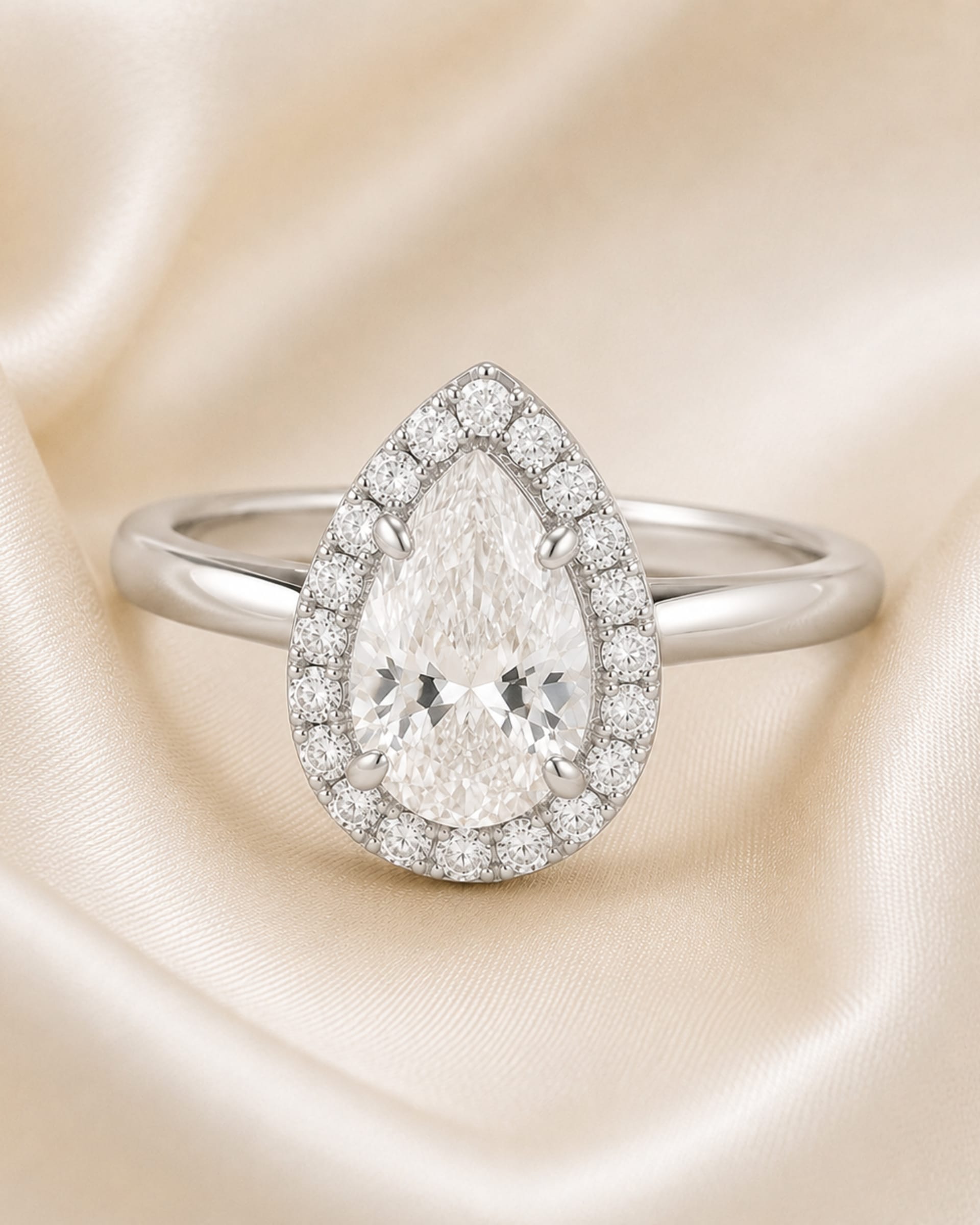 Pear Diamond Halo Engagement Ring