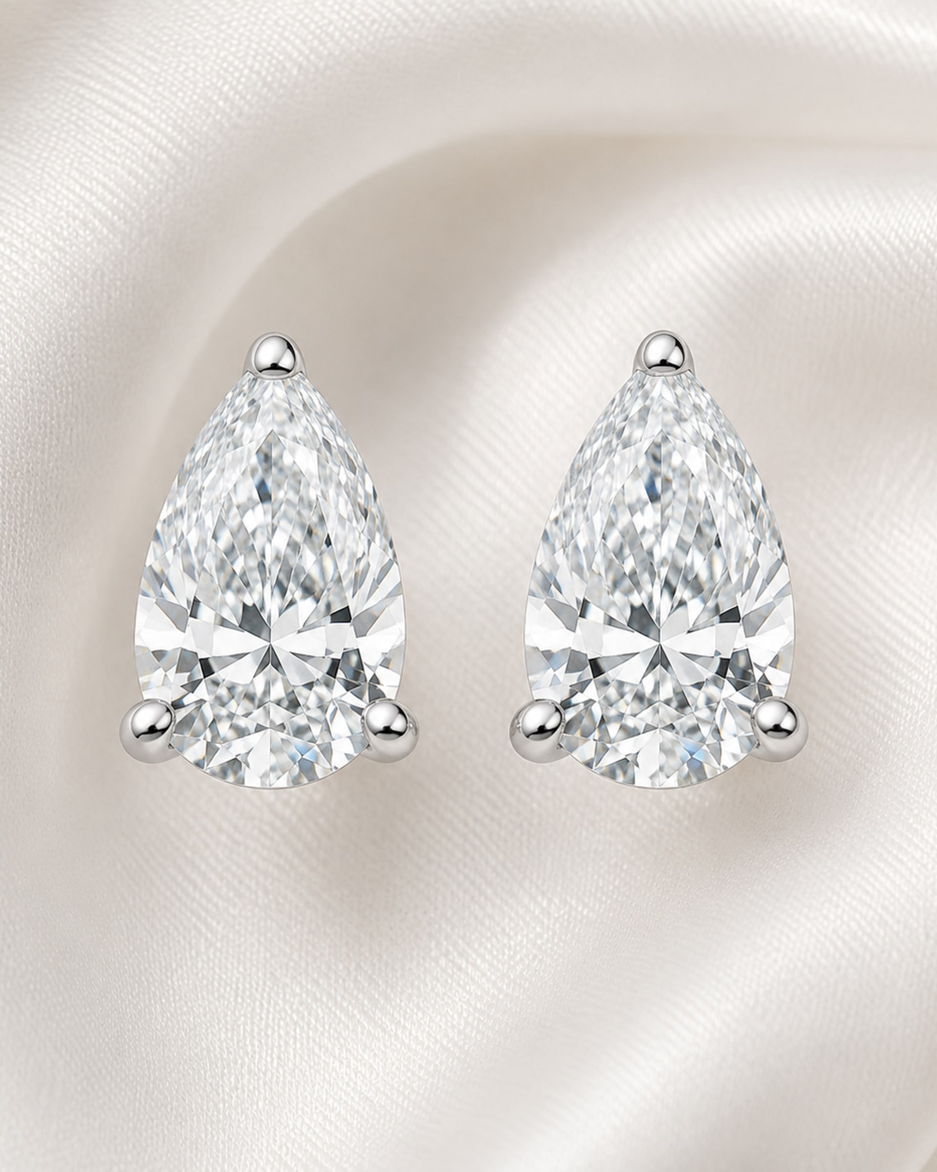 Pear Cut 3-Prong Martini Diamond Stud Earrings