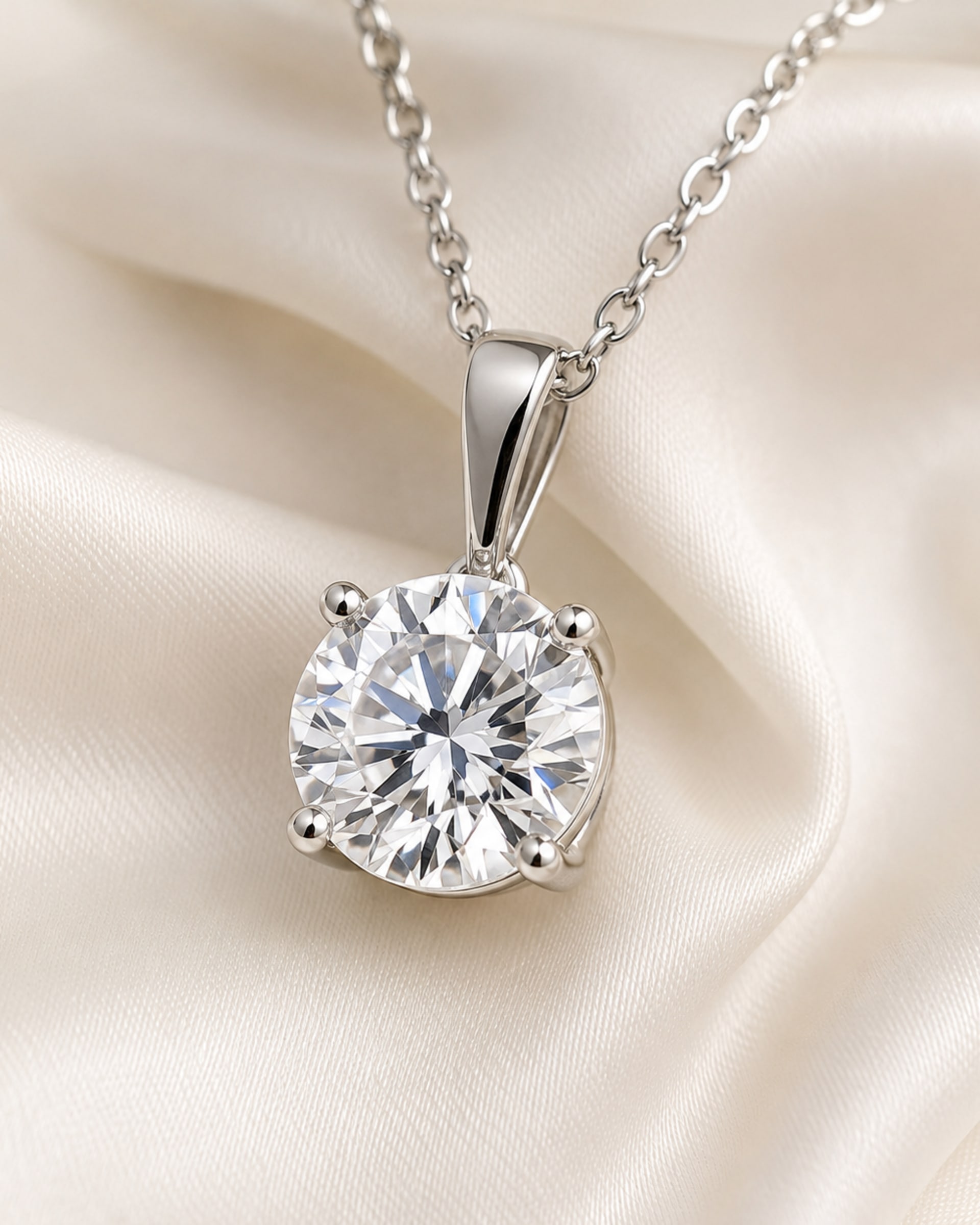 Round Cut Lab-Grown Diamond Solitaire Pendant Necklace