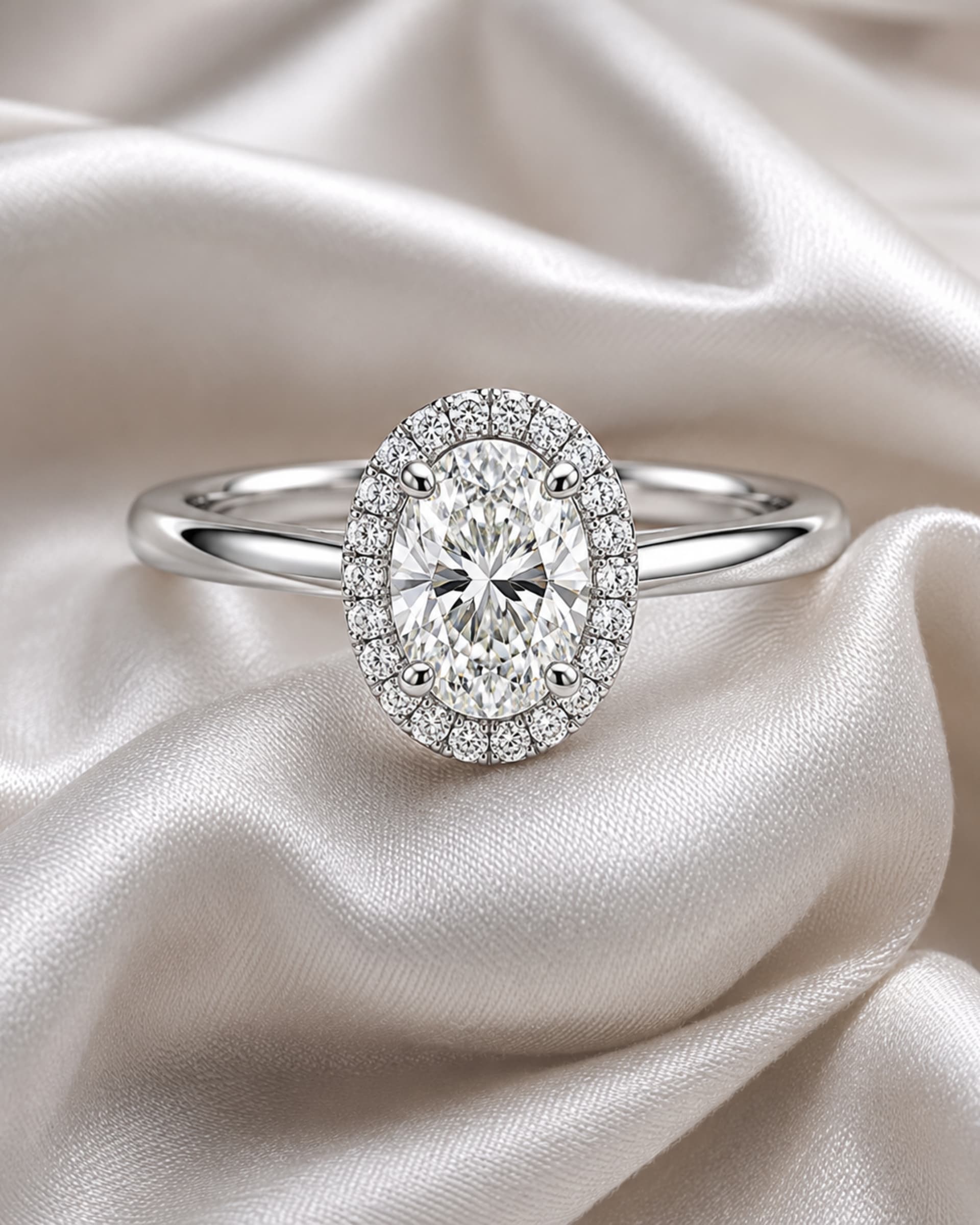 Oval Diamond Halo Engagement Ring