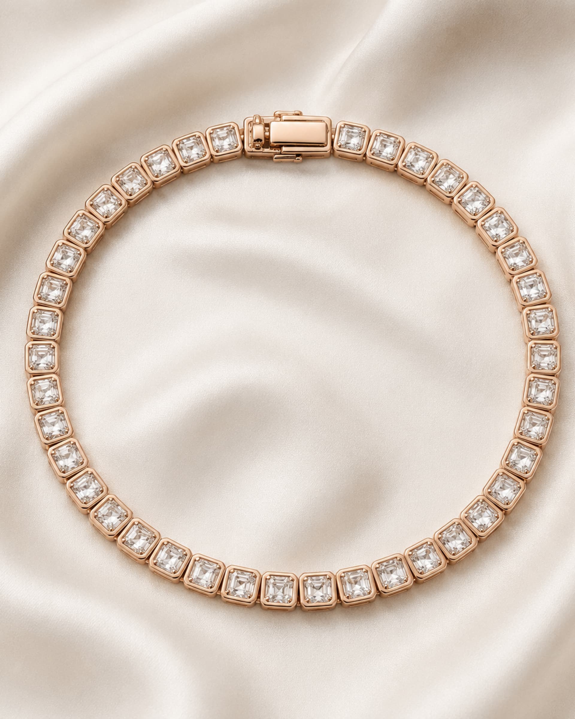 Asscher Cut Bezel-Set Lab-Grown Diamond Tennis Bracelet, view 4