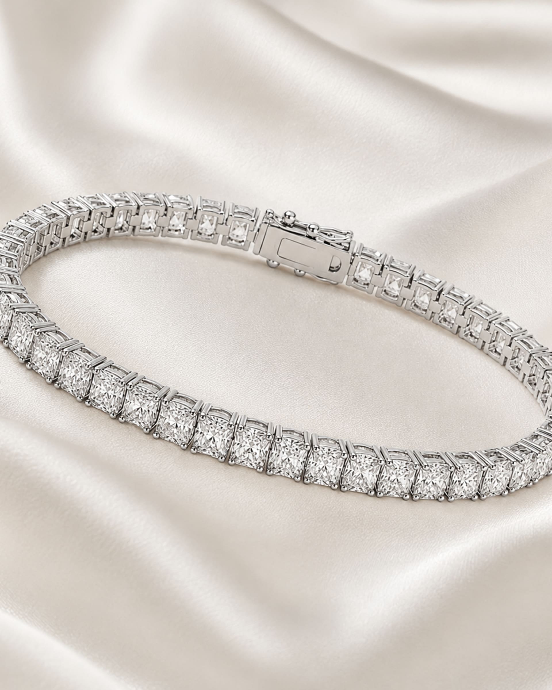 Radiant Cut Lab-Grown Diamond Tennis Bracelet, view 3