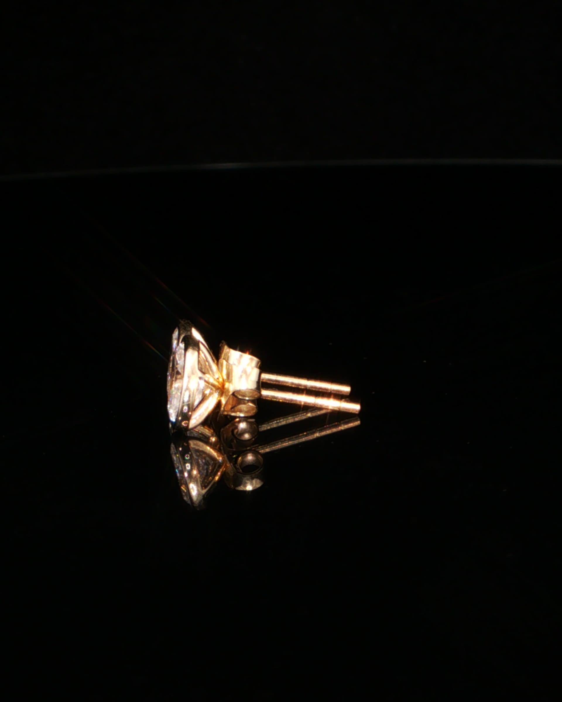 1.20 CTW Oval Cut Lab-Grown Diamond Bezel Stud Earrings in 14K Yellow Gold, view 4