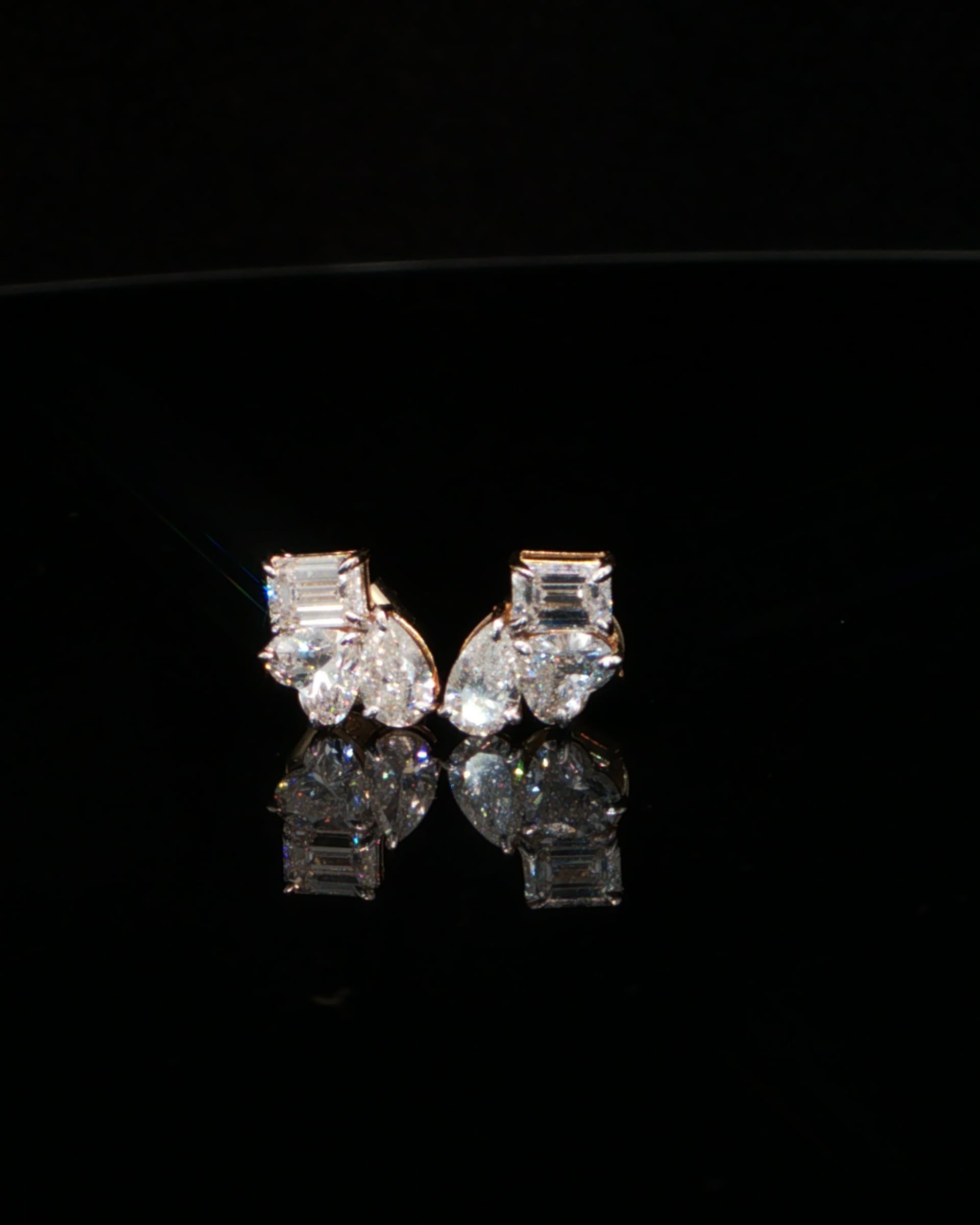 1.32 CTW Multi-Shape Lab-Grown Diamond Cluster Stud Earrings in 14K Yellow Gold
