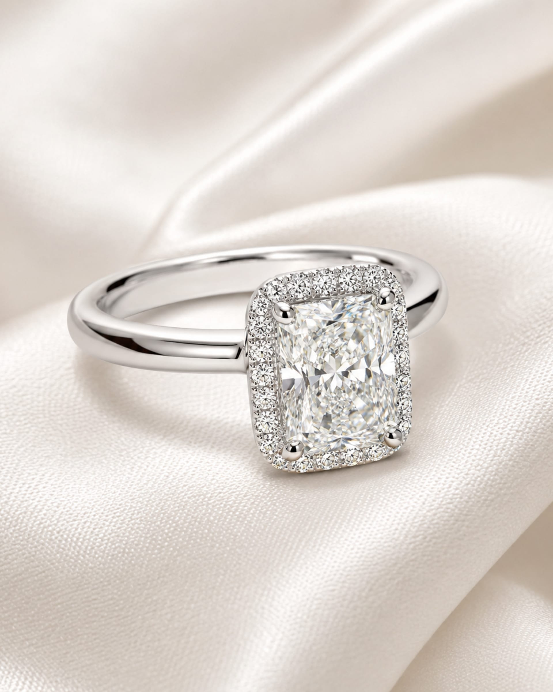 Radiant Diamond Halo Engagement Ring, view 3