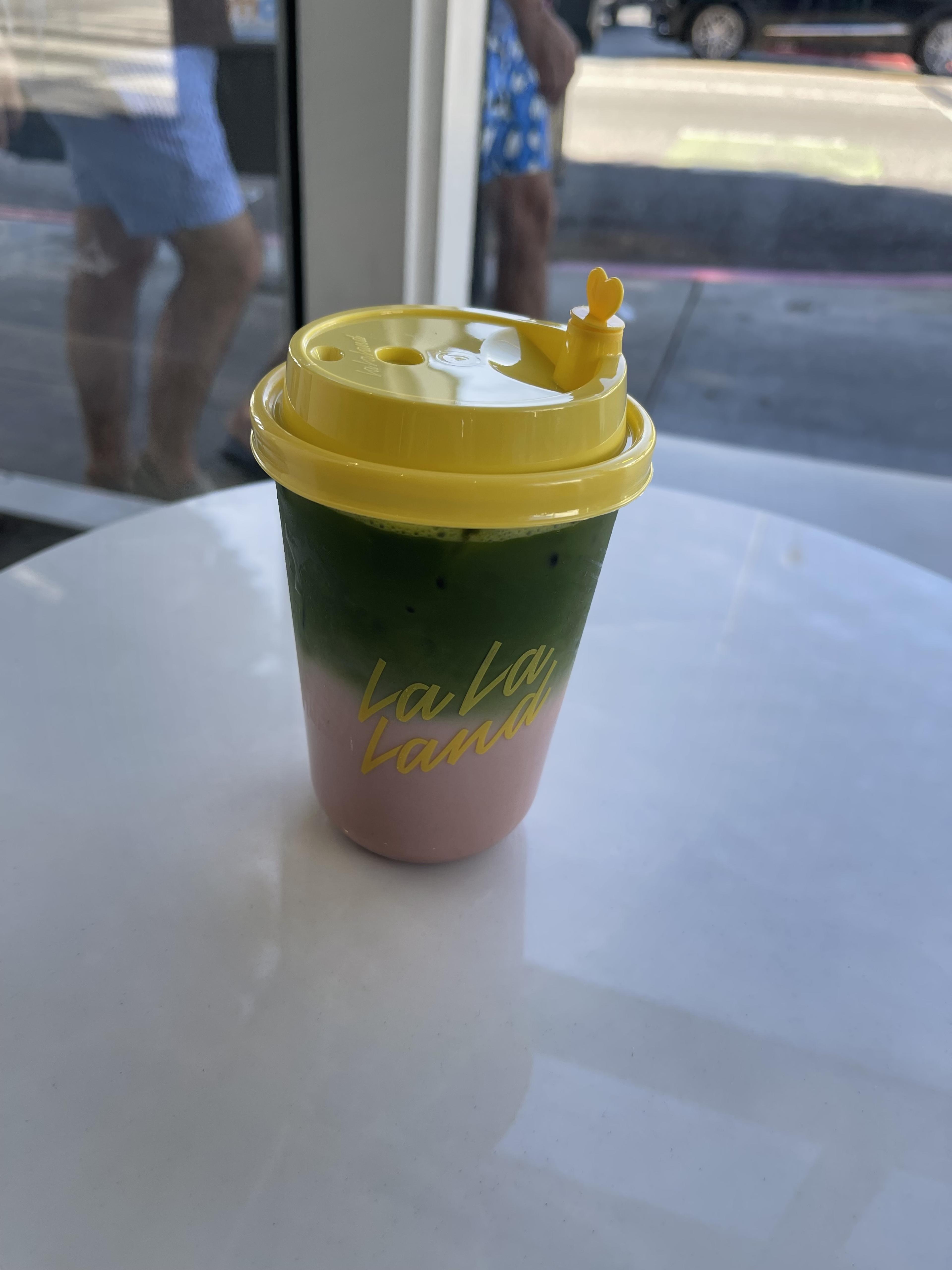 strawberry fields iced match latte