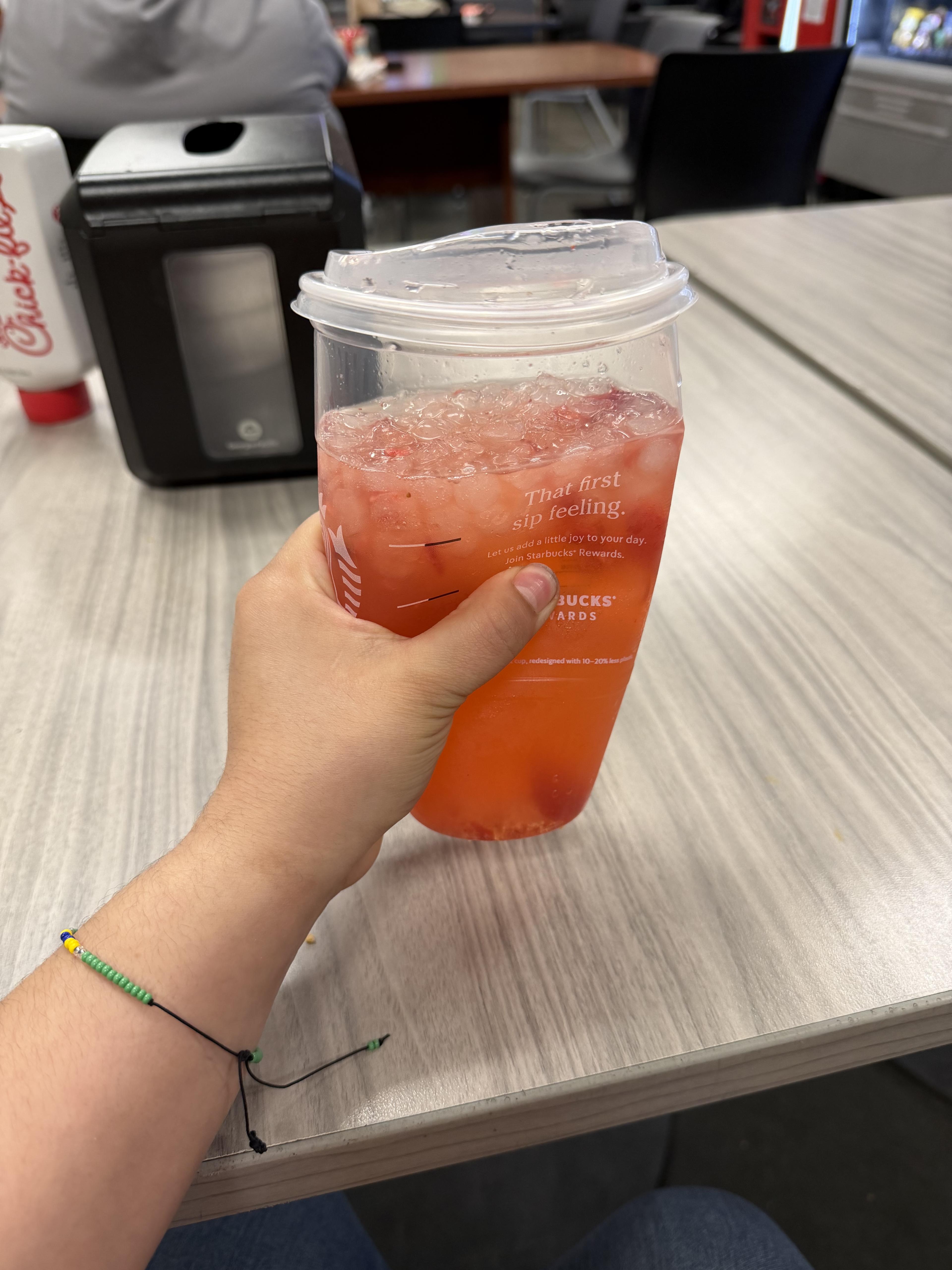 Venti Strawberry Acai With Lemonade + One Pump Of Classic