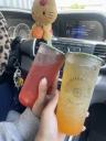 Aloha Fresh Tea Peach, Strawberry & Lychee Topped With Mango Stars Jelly & Basil Seeds &