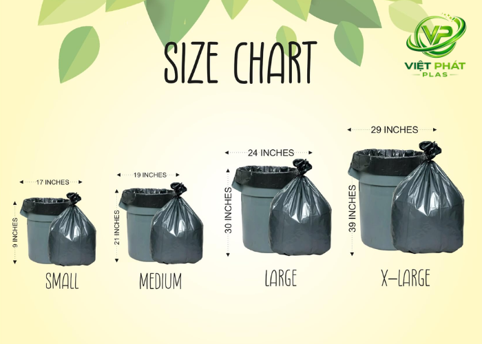 Types of garbage bags based on size