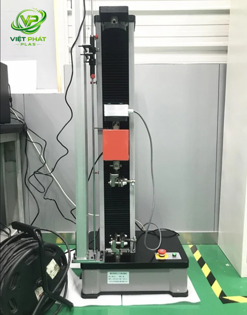 Tensile testing machine checking plastic bag film