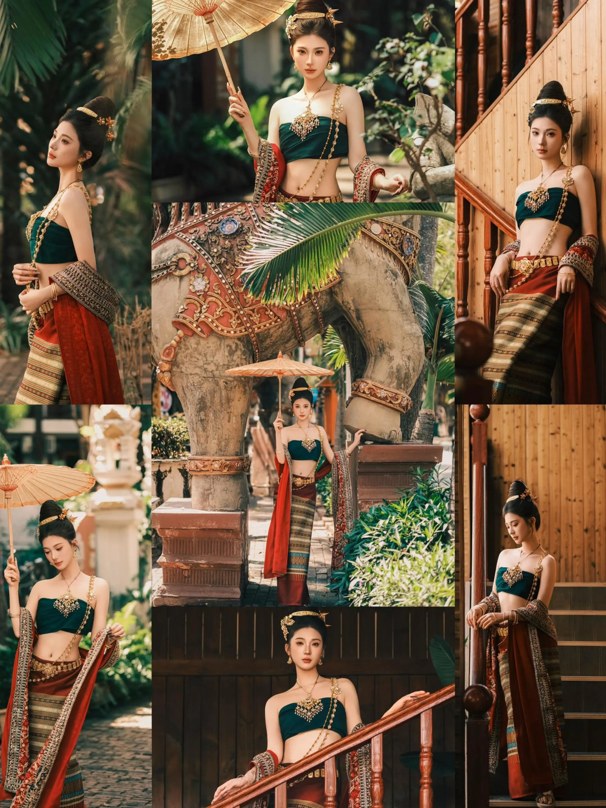 Chợ đêm Cao Trang Tây Song Bản Nạp – ảnh 3 Du khách mặc trang phục Thái tại chợ đêm Cao Trang Cảnh Hồng – góc 3