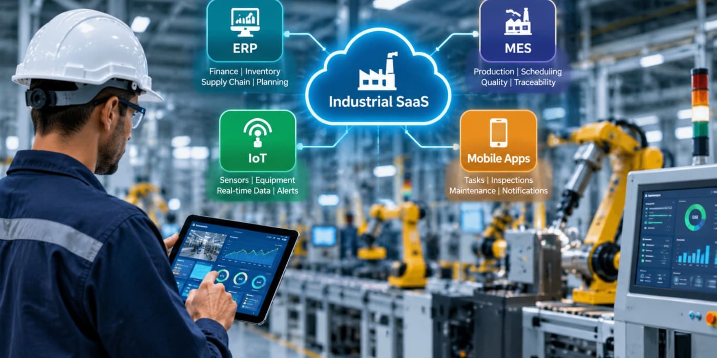 Industrial SaaS Architecture: ERP, MES, IoT & Mobile Apps