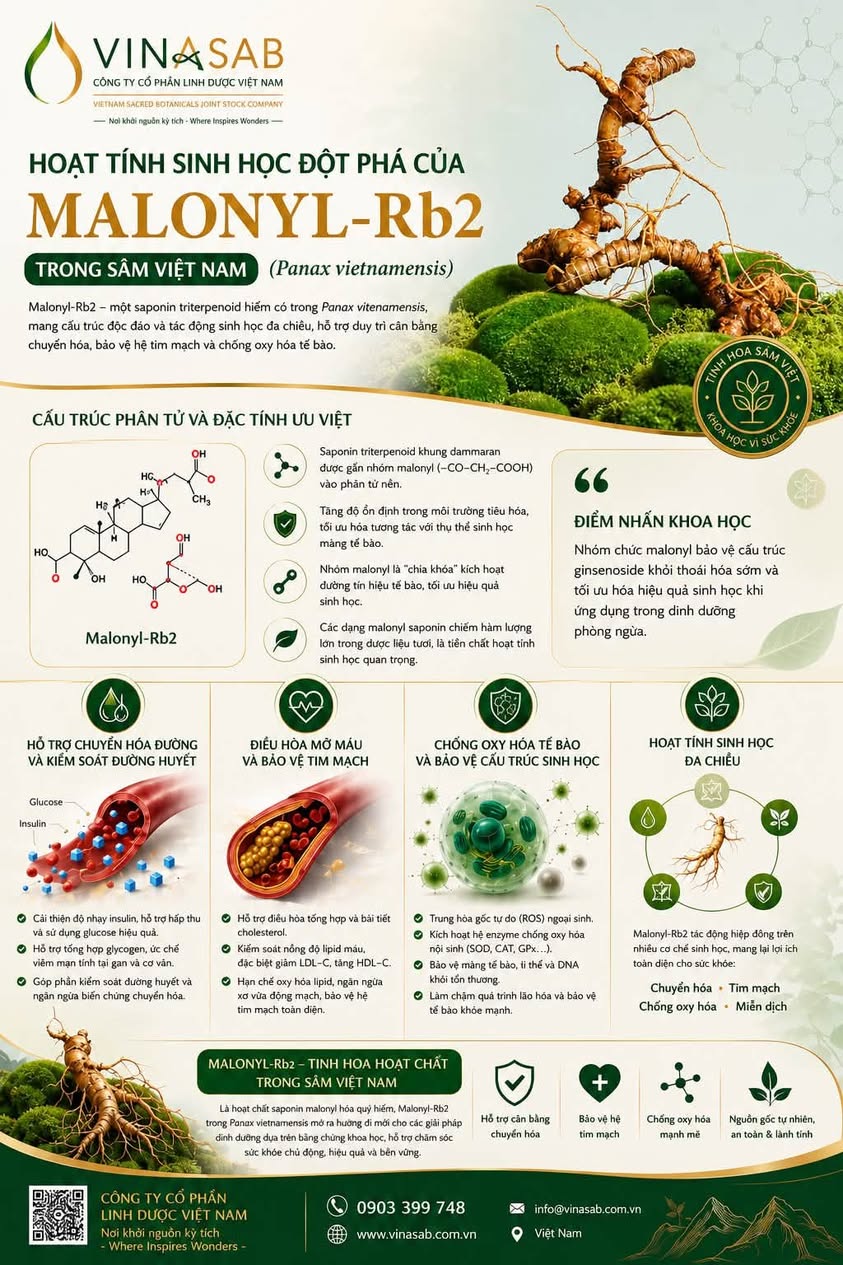 Malonyl-Rb2 và Vườn Sâm Ngọc Linh: Nghiên cứu và nguồn dược liệu quý của VinaSAB
