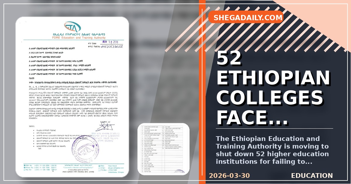 Ethiopian Authority Moves to Shut Down 52 Non-Compliant Higher Education Institutions