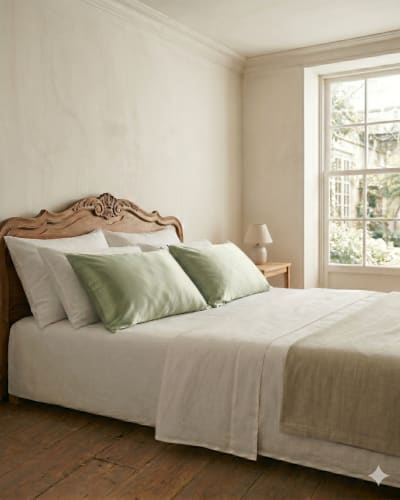 SILKILINEN Silk Pillowcase in Sage Green — hero view, 22 momme mulberry silk satin handmade in Donegal