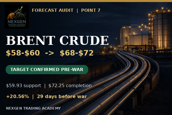 Brent Crude Forecast Audit: How the $58-$60 Reversal Zone Reached $68-$72 Before the Iran War
