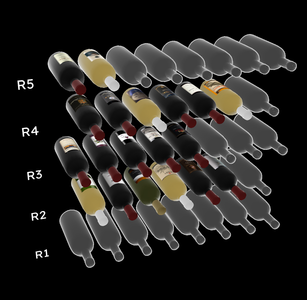 3D virtual rendering of a wine club locker room in InVintory