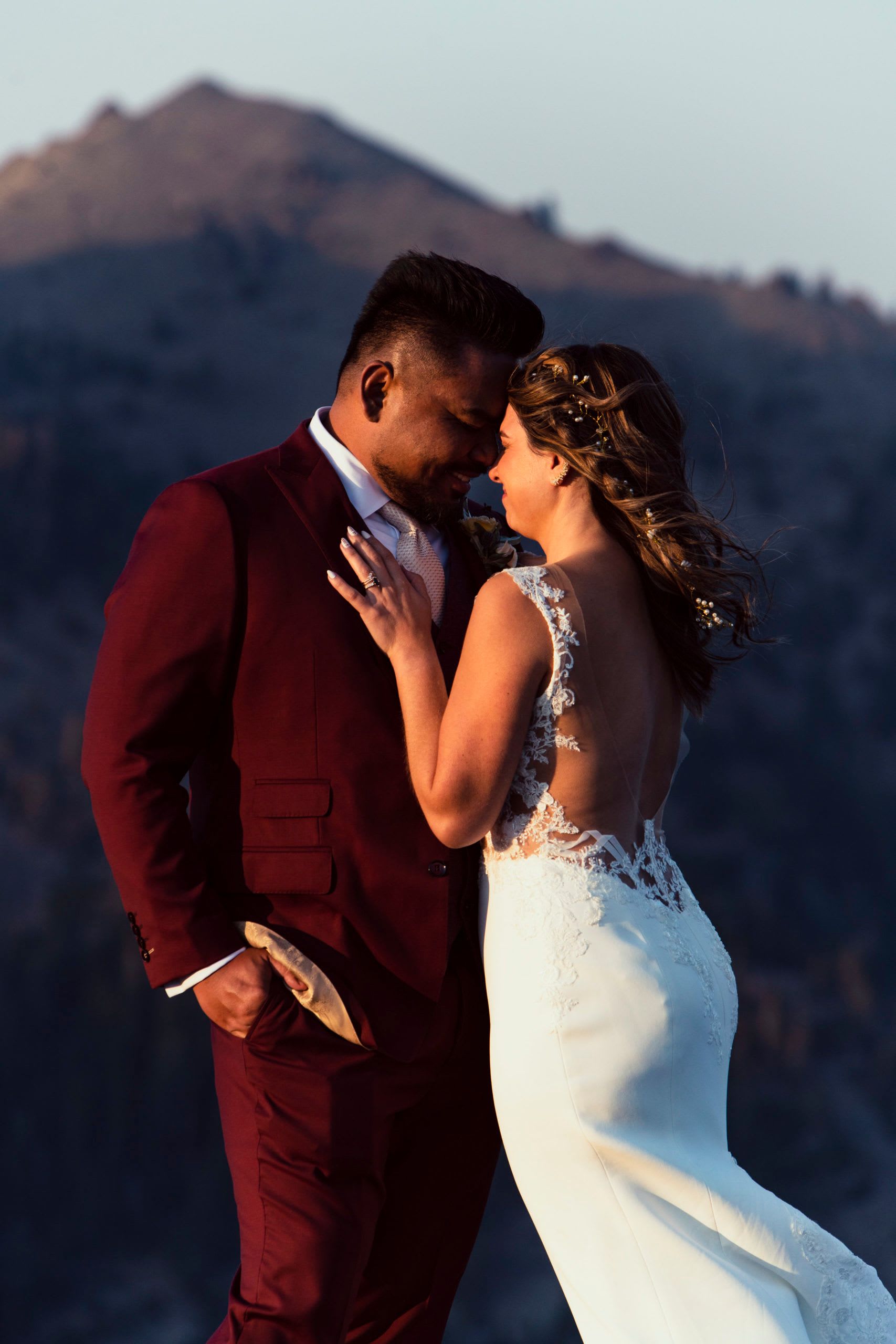 wedding couple in embrace