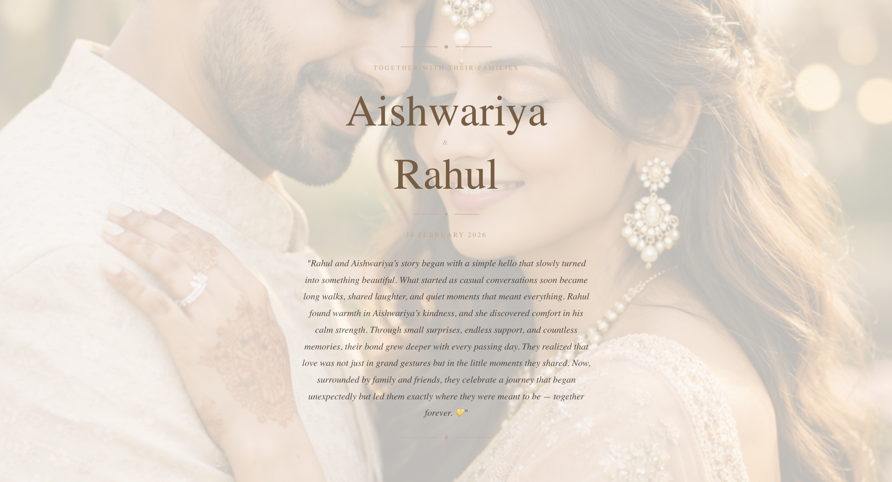 Aishwariya and Rahul wedding website preview — Ivory Bloom