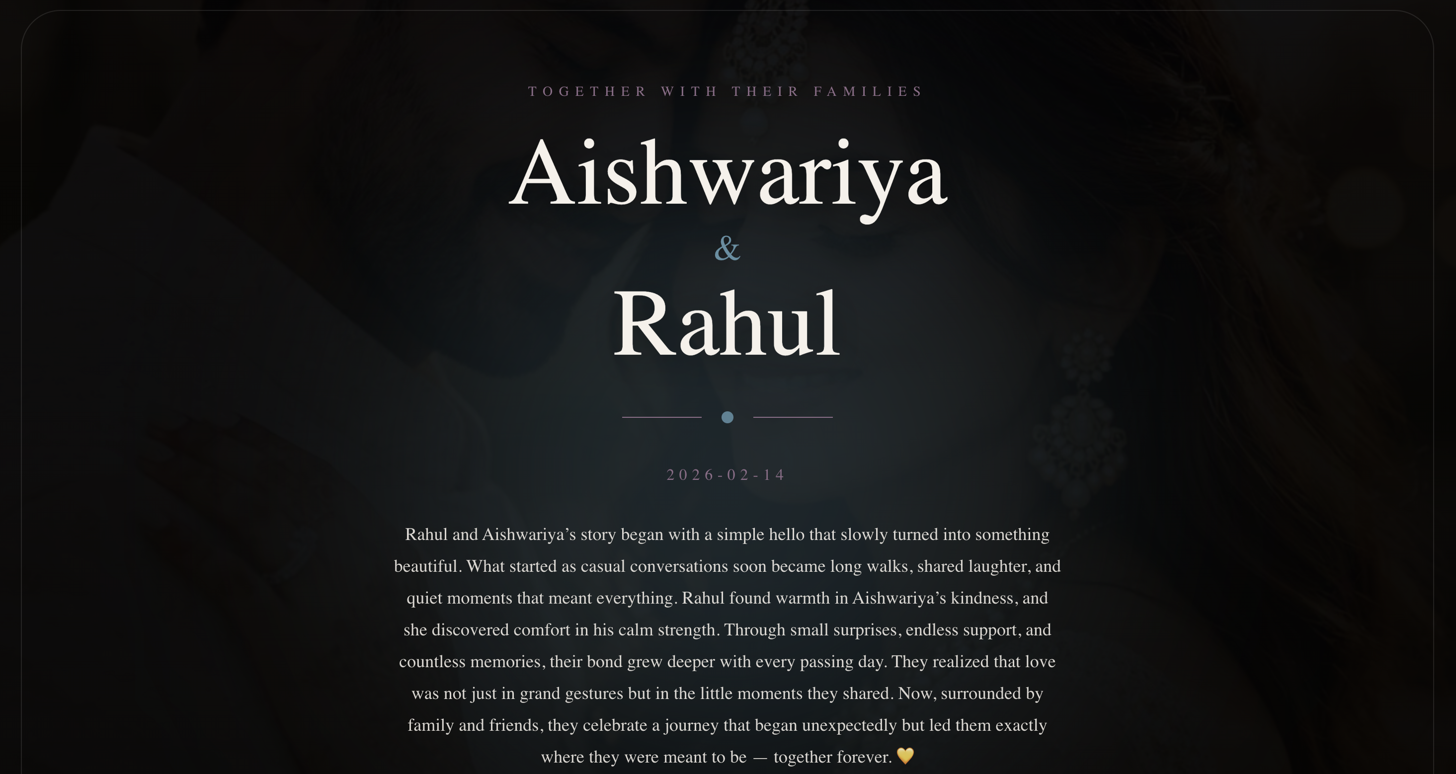 Aishwariya and Rahul wedding website preview — Moonveil Royale