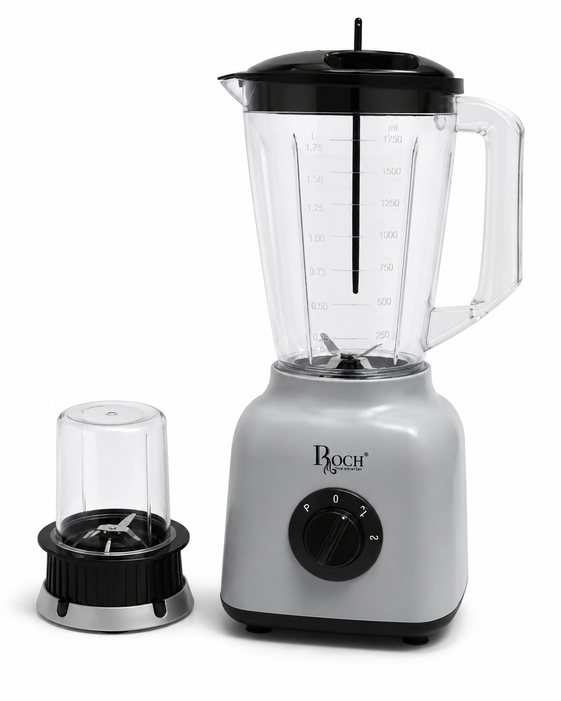 Roch RBL-358-D 2-in-1 Blender & Grinder – 1.75L Silver