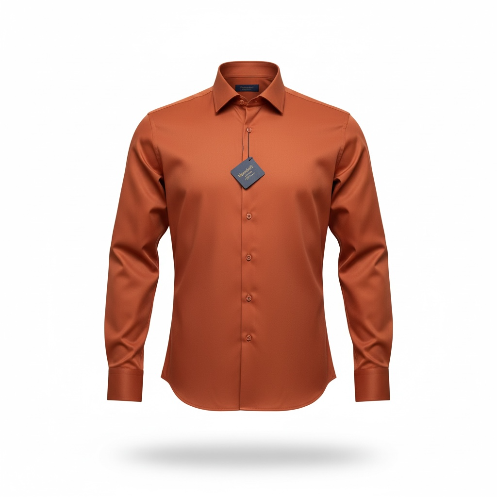 Manschett By Quesste Turkey Edition Men’s Slim Fit Plain Shirt – Rust Orange (4010)
