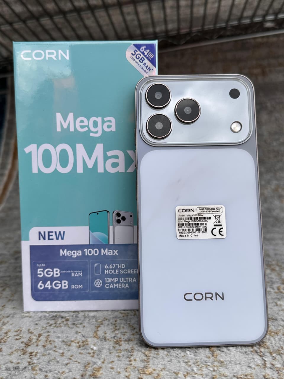 CORN Mega 100 Max 4G Smartphone - Ice Silver 64GB 5GB RAM