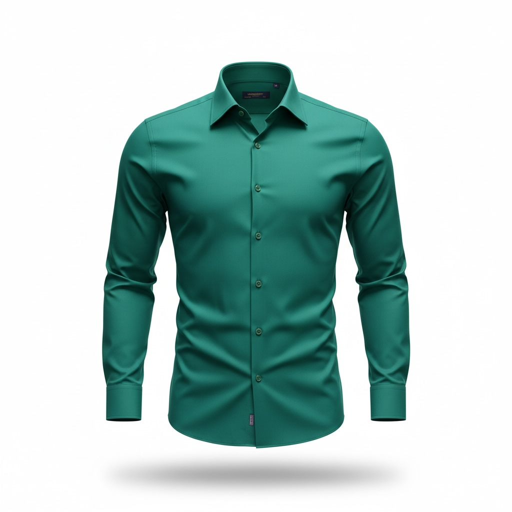 Men’s Emerald Green Slim Fit Plain Shirt –  Button Down ( 6107-06)