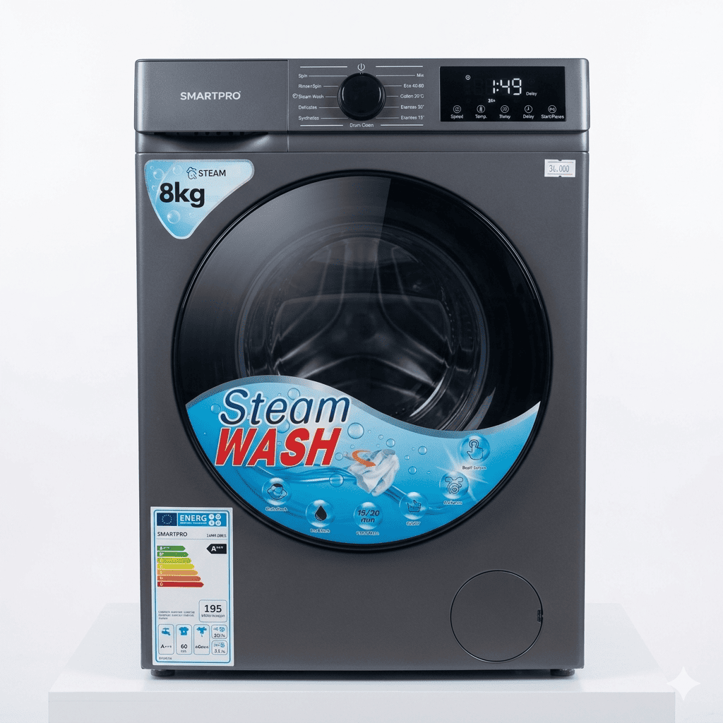 SmartPro 8kg Front Load Steam Wash Washing Machine (SWM-08FL)
