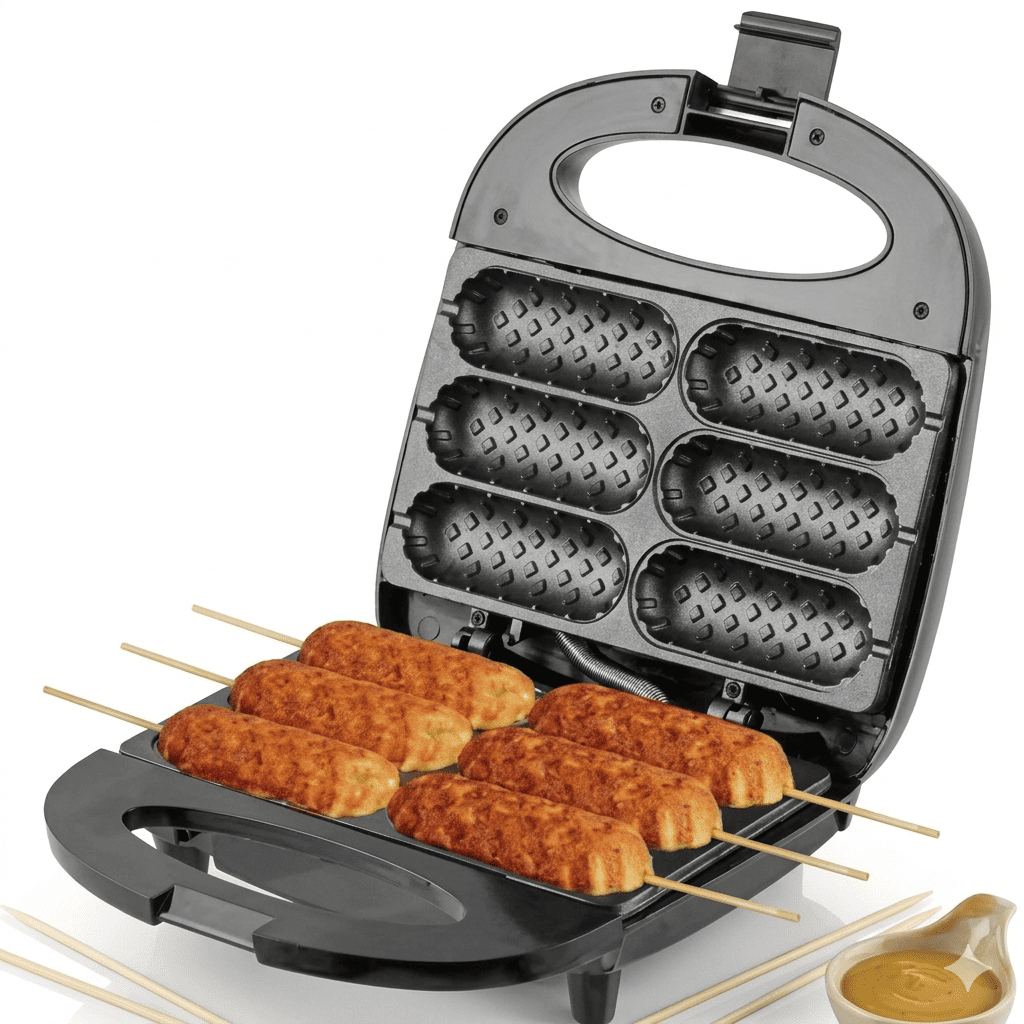 RAF R.2511 Six-Slice Electric Corn Dog & Waffle Sausage Maker