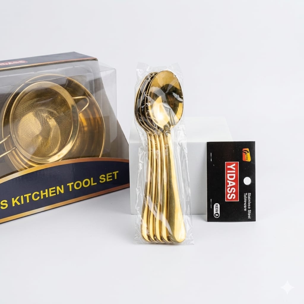 YIDASS Gold Prism Tablespoons Set – 6 Pieces (Model A66-GS/T)