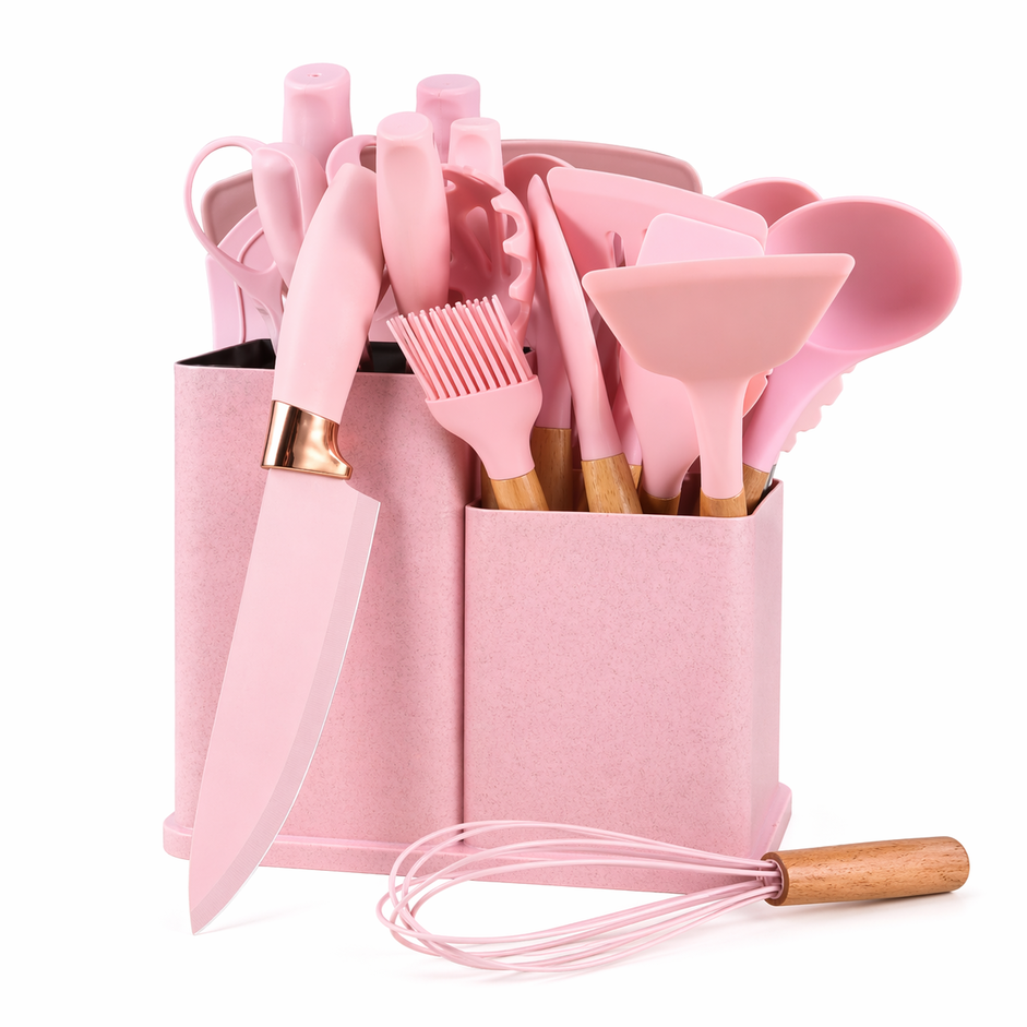 19-Piece Silicone Kitchen Utensil Set with Knife (XYSJ-003)