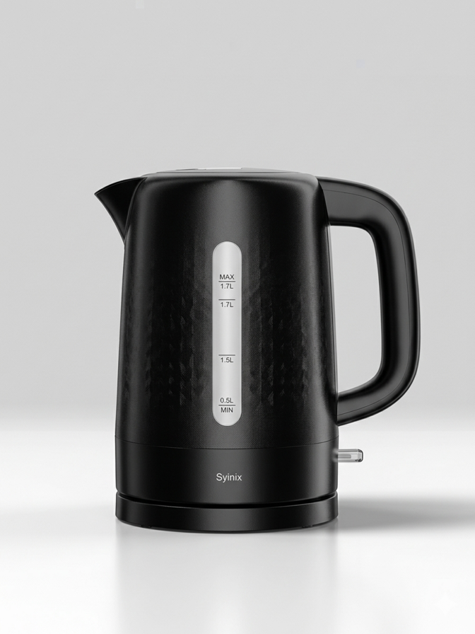 Syinix 1.7L Matte Black Electric Kettle – 2200W