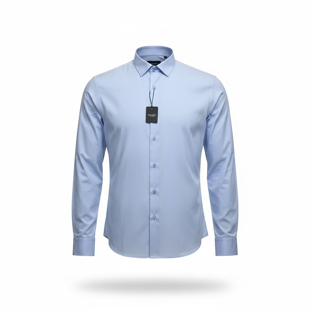 Manschett By Quesste Turkey Edition Men’s Slim Fit Plain Shirt – Light Blue (6107)
