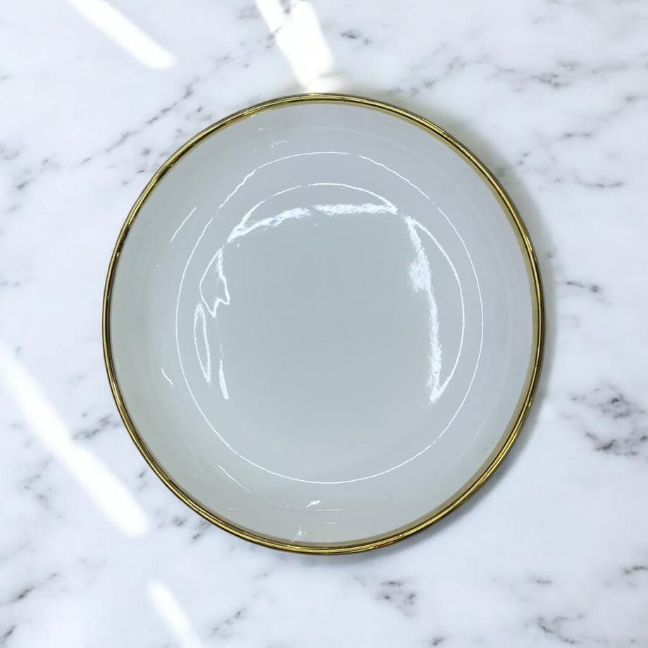 Premium Gold-Rim Porcelain Soup Plates Set (6 Pieces, 10-Inch)