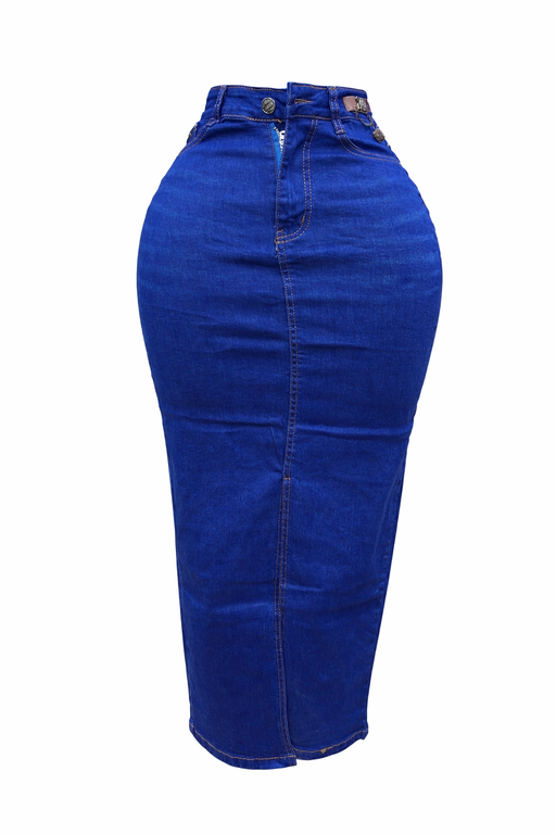 High-Waist Denim Pencil Skirt