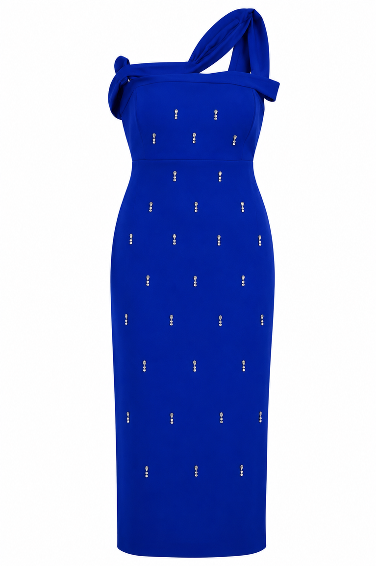 One Shoulder Embellished Midi Dress 578