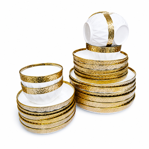 Imperial Gold Geometric 24-Piece Dinner set