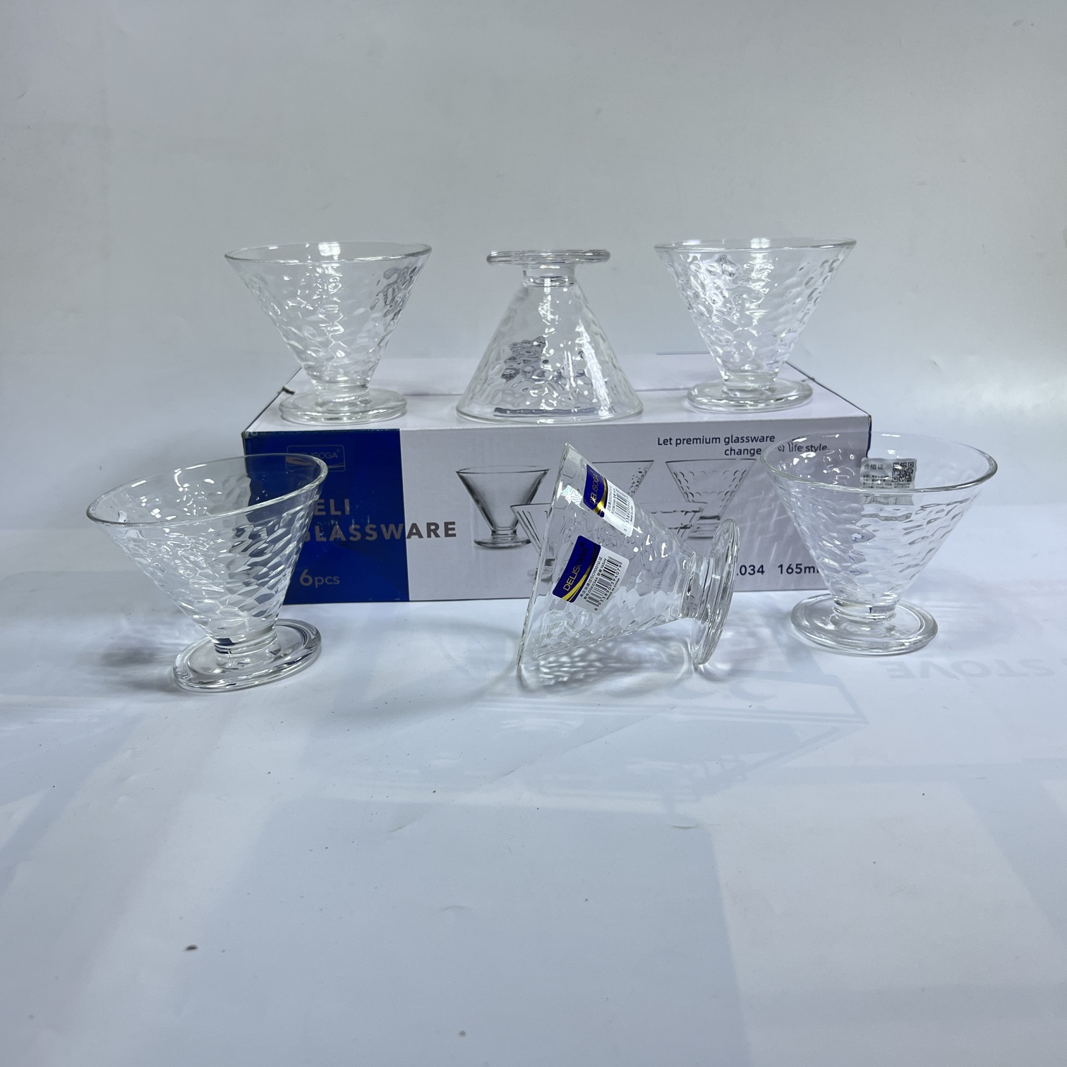 Deli Textured Dessert Glass Bowl Set 165ML – (DSK034A)