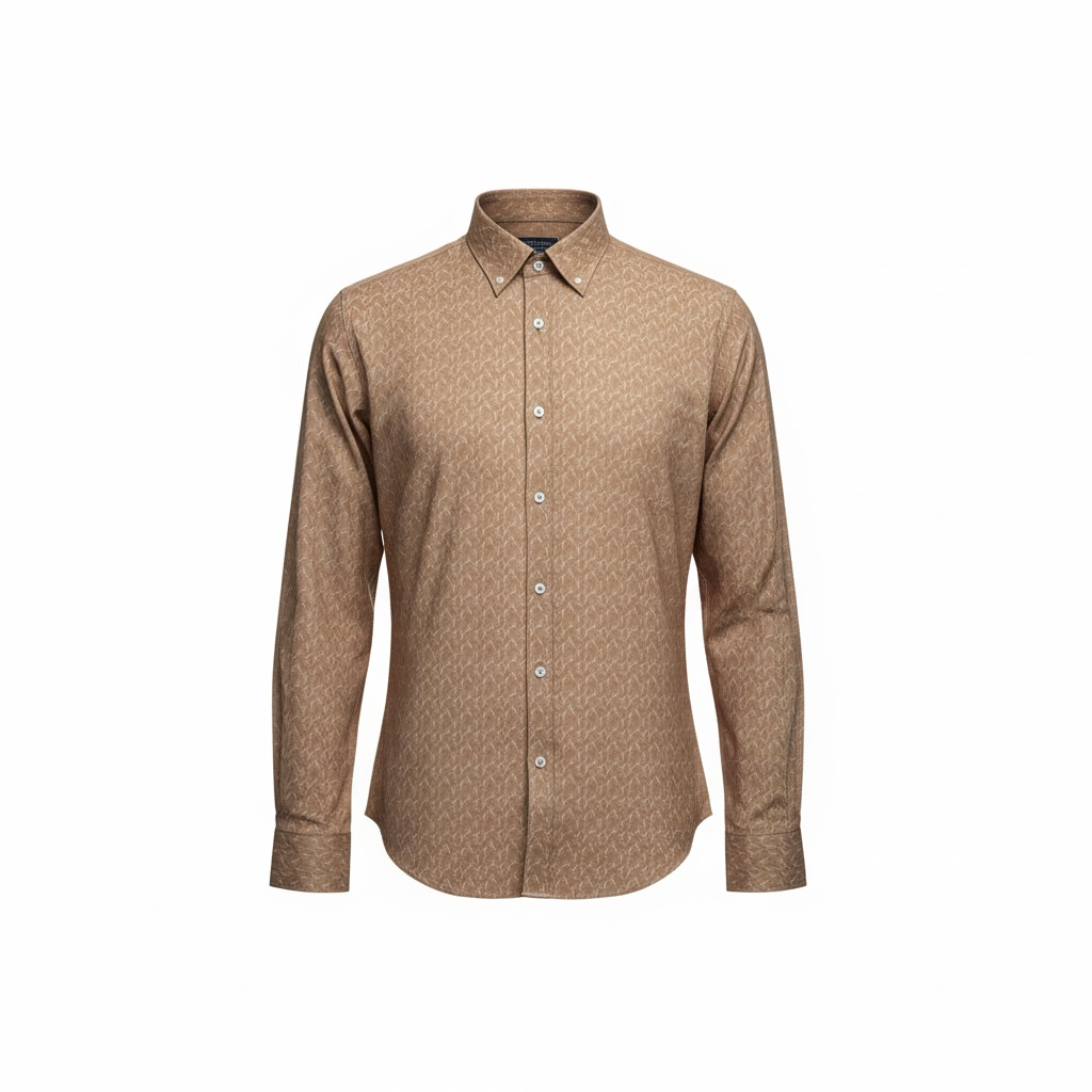 Manschett By Quesste Turkey Edition Men’s Slim Fit Pattern Shirt – Brown (6151)