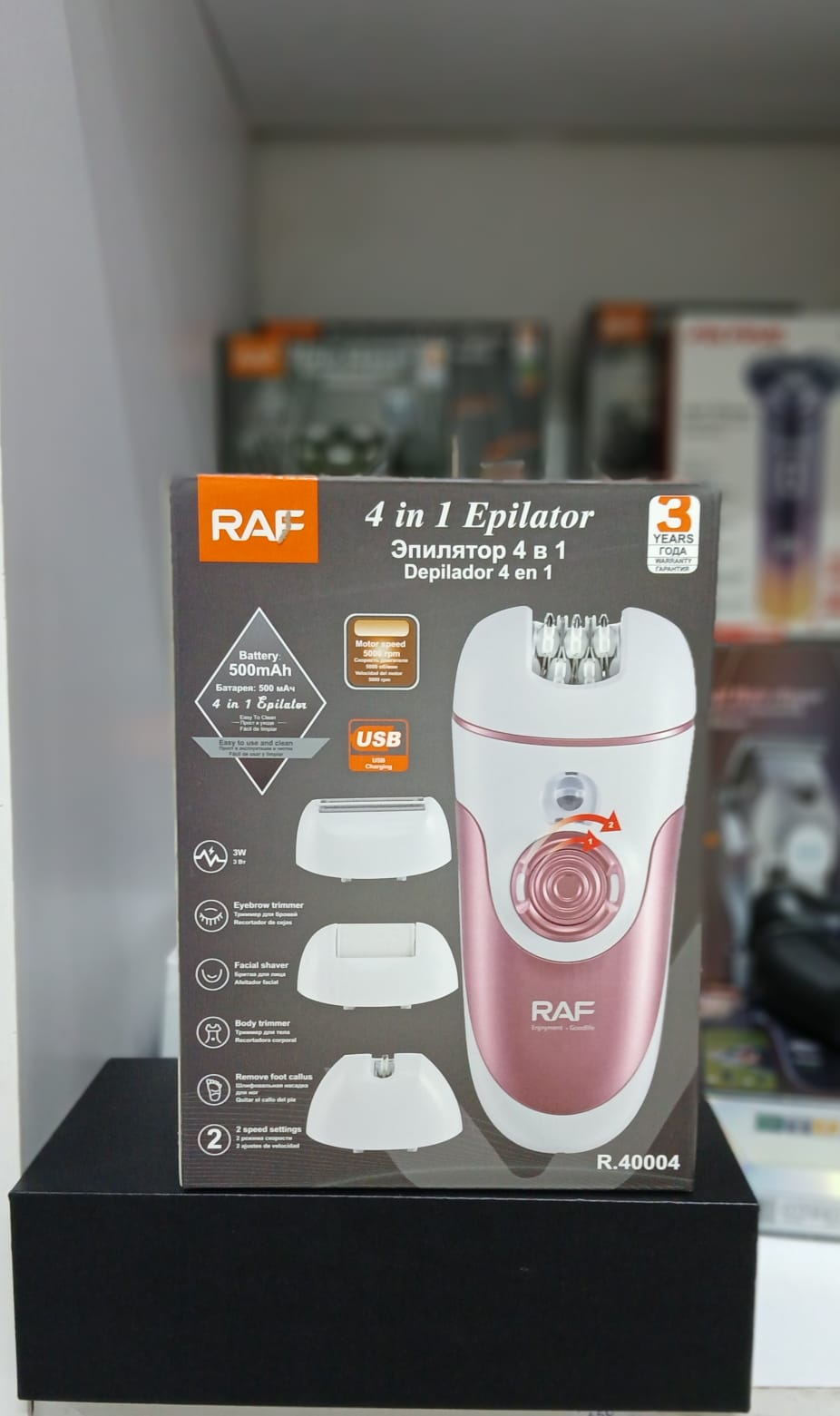 RAF R.40004 4-in-1 Electric Epilator Kit