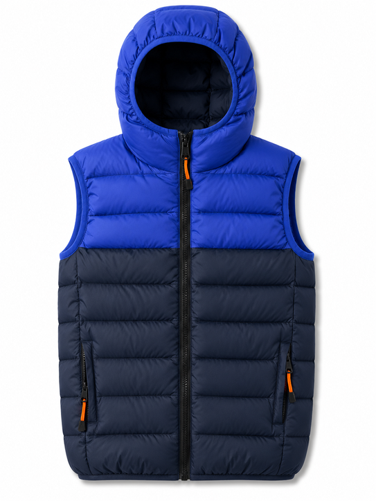 Kids Colorblock Hooded Puffer Vest Jacket • S-2816#