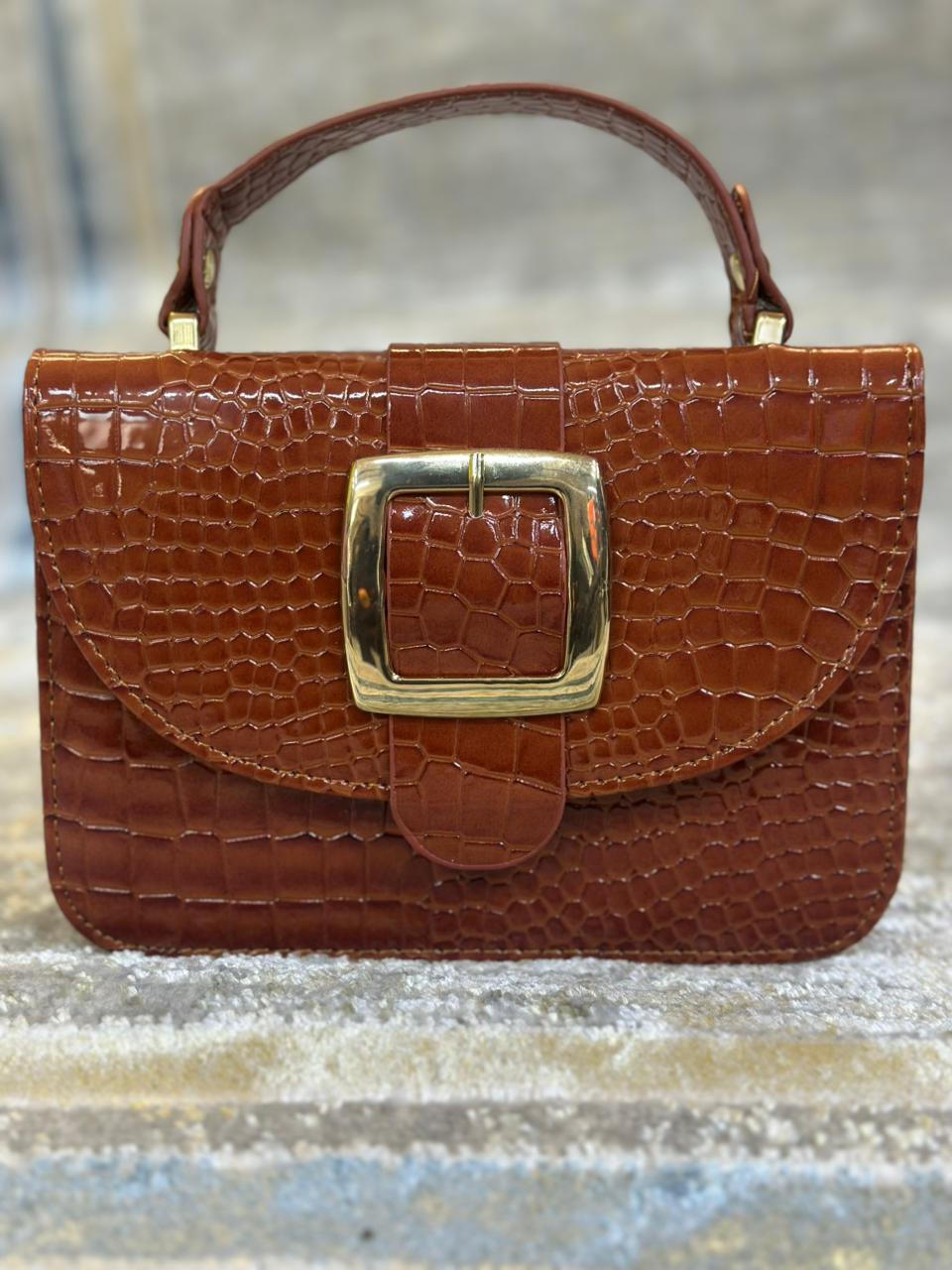 Women’s Croc Texture Top Handle Handbag