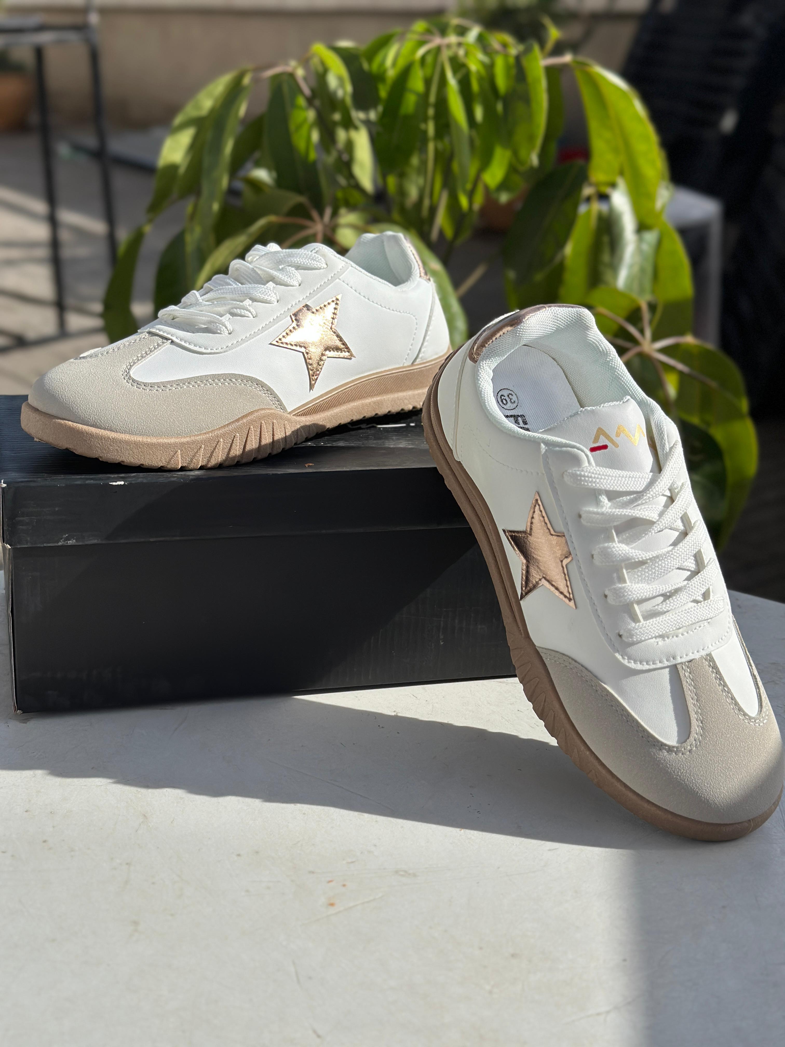 AMG Star Edition Casual Sneakers – White Gold Variant