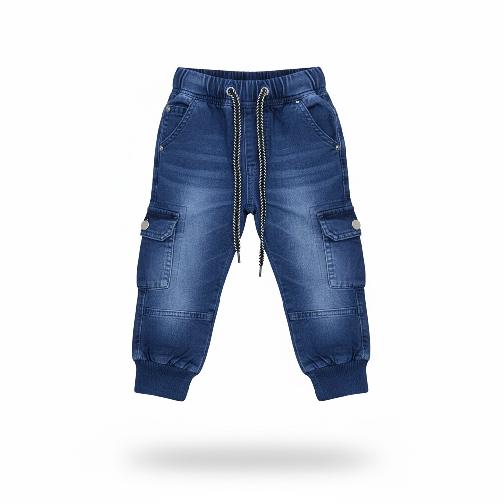 Kids Denim Cargo Jogger Pants
