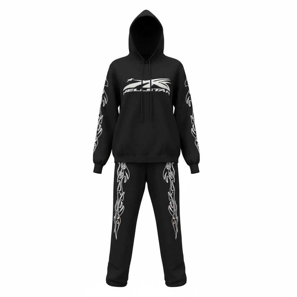 Hellstar Two-Piece Tracksuit – Premium Black Streetwear Set