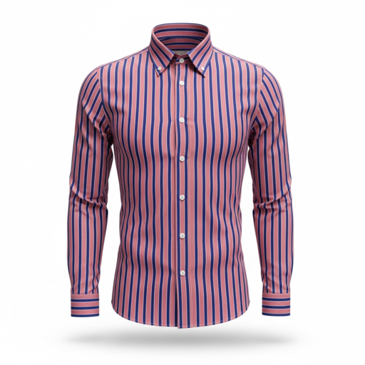 Men’s Slim Fit Stripe Shirt – Red & Navy (6152-08)