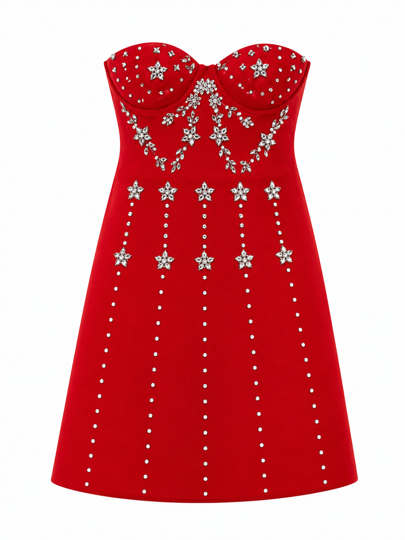 Embellished Corset Strapless Mini Dress 474