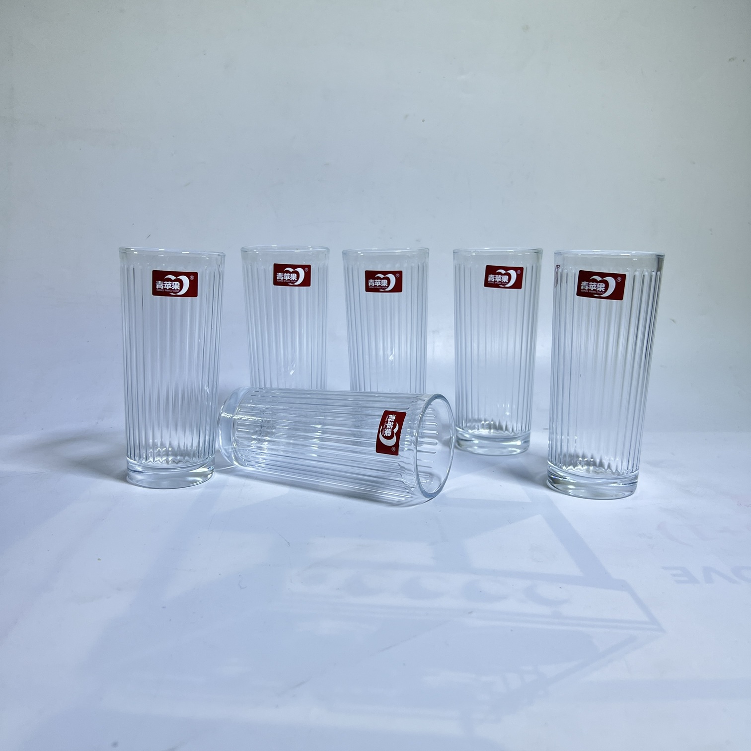 Deli Tall Ribbed Glass Tumbler Set 215ML – Classic Highball Design (60138X)